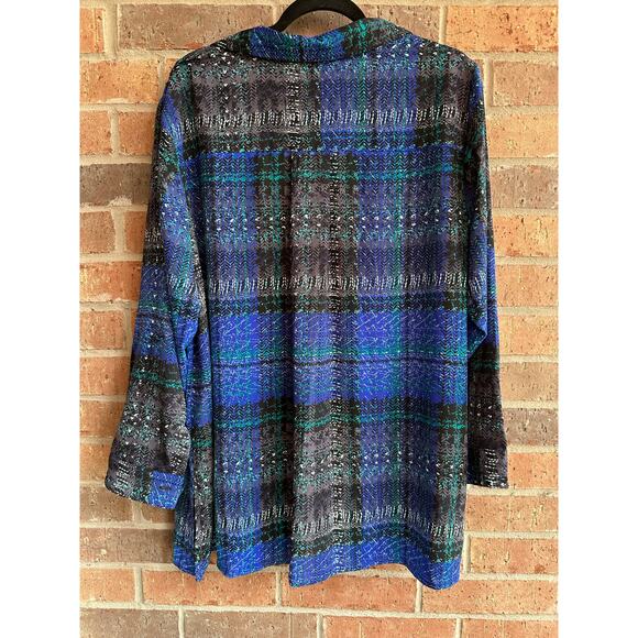 Slim Factor Blue Button Down Woman's blouse Size 3X - Picture 2 of 5